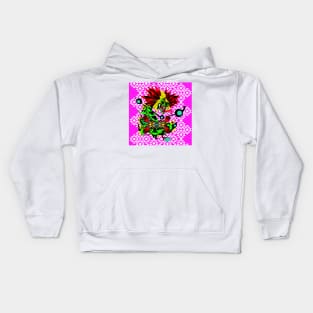 quetzalcoatl dragon ecopop in floral aztec zentangle kaiju art Kids Hoodie